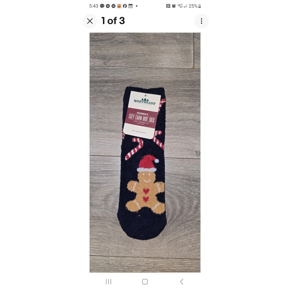 Northeast Outfitters Women's Cozy Cabin Boot Socks With Non-Slip Grips Size 5-10